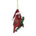 3.5" Red Cardinal Bird Wearing Santa Hat Christmas Ornament