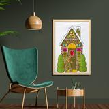 East Urban Home Dessert Themed House Colorful Candies Cookie Man Graphic - Picture Frame Graphic Art Print on Fabric Fabric in Green | Wayfair