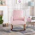 Corrigan Studio® Esra Rocking Chair Upholstered/Polyester or Polyester Blend/Fabric in Pink/Indigo | 39.76 H x 27.16 W x 37 D in | Wayfair