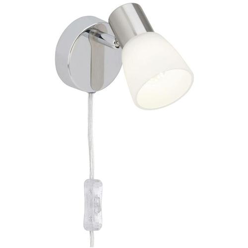 Brilliant - Lampe Janna led Wandspot Zuleitung und Schalter eisen/chrom/weiß 1x LED-Z45, E14, 4W