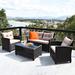 Costway 4PCS Outdoor Rattan Furniture Set Cushioned Sofa Armrest Table - See details