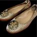 Tory Burch Shoes | $248 Tory Burch Metallic Gold Flats Leather Slip-On Ballet Flats. | Color: Gold | Size: 8