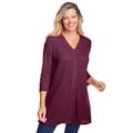 Plus Size Women's Thermal Button-Front Tunic by Woman Within in Deep Claret (Size 38/40)