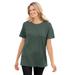 Plus Size Women's Thermal Short-Sleeve Satin-Trim Tee by Woman Within in Pine (Size M) Shirt