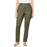 Plus Size Women's Stretch Cotton Chino Straight Leg Pant by Jessica London in Dark Olive Green (Size 16 W)