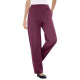Plus Size Women's 7-Day Knit Ribbed Straight Leg Pant by Woman Within in Deep Claret (Size S)