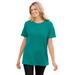 Plus Size Women's Thermal Short-Sleeve Satin-Trim Tee by Woman Within in Waterfall (Size 1X) Shirt