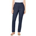 Plus Size Women's Stretch Cotton Chino Straight Leg Pant by Jessica London in Navy (Size 26 W)
