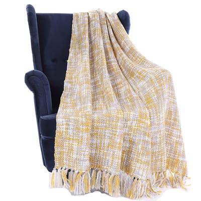 Battilo Home Knitted Throw Sofa Couch Cover Blanket Tassel Soft Acrylic Throws, 50" x 60" by Battilo Home in Ochre (Size 50" X 60")