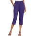 Plus Size Women's Soft Knit Capri Pant by Roaman's in Midnight Violet (Size 4X) Pull On Elastic Waist