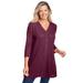 Plus Size Women's Thermal Button-Front Tunic by Woman Within in Deep Claret (Size 34/36)