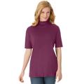 Plus Size Women's Ribbed Short Sleeve Turtleneck by Woman Within in Deep Claret (Size L) Shirt