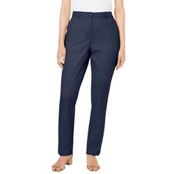 Plus Size Women's Stretch Cotton Chino Straight Leg Pant by Jessica London in Navy (Size 14 W)