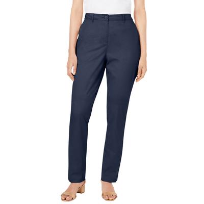 Plus Size Women's Stretch Cotton Chino Straight Leg Pant by Jessica London in Navy (Size 22 W)