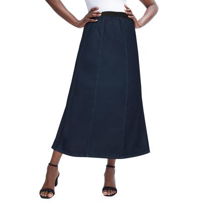 Plus Size Women's Stretch Denim Jegging Skirt by Jessica London in Indigo (Size 16) Flared Stretch Denim w/ Vertical Seams