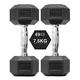 You vs You Hex Dumbbells Weights Pair for Home Exercise | 7.5kg Set of 2 Hexagonal Weight Rubber Encased for Home Fitness Gym Workouts Training Muscle Building & Conditioning | Unisex | Strength Fit