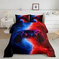 Loussiesd Gamer Gaming Duvet Insert/Quilt Lightnings Gamepad Comforter Set,Video Games Bedding Set for Kid Teens Boys Man,Modern Bedroom Decor Down Comforter,Red Blue 3 Pcs Double Size