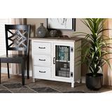Baxton Studio Faron Classic and Traditional Farmhouse Two-Tone Distressed White and Oak Brown Finished Wood 3-Drawer Storage Cabinet - Wholesale Interiors 18Y1005-Oak/White-Cabinet