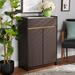 Baxton Studio Walker Modern and Contemporary Dark Brown and Gold Finished Wood Shoe Cabinet with Faux Marble Top - Wholesale Interiors LV25SC2515-Modi Wenge/Marble-Shoe Cabinet