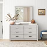 Sand & Stable™ 6 Drawer 58.5" W Double Dresser w/ Mirror Wood in White | 72.75 H x 58.5 W x 16.25 D in | Wayfair B859358CC9A84C4CBE249414494A8B9D