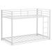 Costway Sturdy Metal Bunk Bed Frame Twin Over Twin with Safety Guard Rails and Side Ladder-White