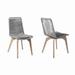 Wooden Outdoor Dining Chair with Fishbone Weave, Set of 2, Gray