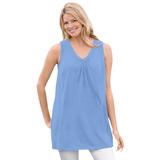 Plus Size Women's Perfect Sleeveless Shirred V-Neck Tunic by Woman Within in French Blue (Size 2X)