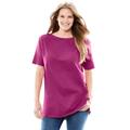 Plus Size Women's Perfect Short-Sleeve Boatneck Tunic by Woman Within in Raspberry (Size 2X)