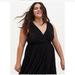 Torrid Dresses | Black Crinkle Knit Surplice Skater Midi Dress | Color: Black | Size: 2x