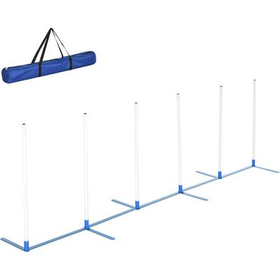 Pawhut - Hunde Slalomstangen Agility Training für Haustiere Hundetrainigsset Inklusive 600D Tasche Image