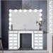 Everly Quinn Hollywood Vanity Set w/ Mirror Wood in Gray | 33.5 H x 43.5 W x 22 D in | Wayfair 29E05B9E02F9445C8E6F37EB682351E6