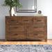 Three Posts™ Craigsville 7 Drawer 63" W Solid Wood Dresser Wood in Brown/Green | 37.75 H x 63 W x 18 D in | Wayfair