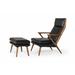 Lounge Chair - AllModern Harv 26Cm Wide Lounge Chair & Ottoman Faux Leather/Wood in Black | 40 H x 26 W x 34 D in | Wayfair