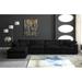 Black Sectional - Everly Quinn Millersburg 158" Wide Velvet Modular Sofa & Chaise w/ Ottoman Velvet | 32 H x 158 W x 80 D in | Wayfair