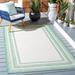 Green/White 24 x 0.2 in Indoor/Outdoor Area Rug - Winston Porter Jeffrie Geometric Machine Made Power Loom Indoor/Outdoor Area Rug in Ivory/Green | Wayfair