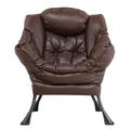 Lounge Chair - 17 Stories Blazejowski 31.5" Wide Lounge Chair Faux Leather/Leather in Black/White | 37.4 H x 31.5 W x 30 D in | Wayfair