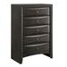 5 Drawer Transitional Style Chest with Metal Knobs, Gray