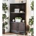 Varl Contemporary Open-Shelf Solid Wood Corner Bookshelf with Storage Cabinet by Furniture of America
