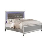 Contemporary Wooden Queen Size Bed with Ornate Bun Feet, Silver