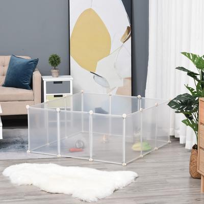 PawHut Pet Playpen DIY Small Animal Cage Open Enclosure Portable Plastic Fence 12 Panels for Kitten Bunny Chinchilla Guinea Pig