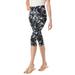 Plus Size Women's Stretch Cotton Printed Capri Legging by Woman Within in Black White Tie Dye (Size 1X)