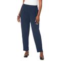 Plus Size Women's Stretch Knit Crepe Straight Leg Pants by Jessica London in Navy (Size 28 W) Stretch Trousers