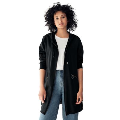 Plus Size Women's French Terry Zip-Front Hoodie With Zip Pockets by ellos in Black (Size 10/12)