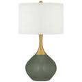 Deep Lichen Green Nickki Brass Modern Table Lamp