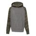 Independent Trading Co. PRM15YSB Youth Special Blend Raglan Hooded Sweatshirt in Nickel Heather/Forest Greenuflage size Large | Cotton/Polyester PRM15YSBC