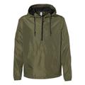 Independent Trading Co. EXP54LWP Lightweight Quarter-Zip Windbreaker Pullover Jacket in Army size XS | Polyester