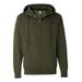 Independent Trading Co. SS4500Z Midweight Full-Zip Hooded Sweatshirt in Army Heather size Small | 80/20 Cotton/Polyester SS450Z