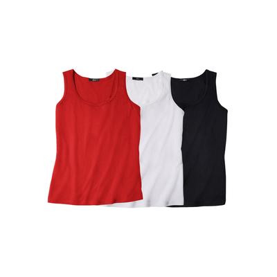 Plus Size Women's 3-pack Sleeveless Tank by ellos in Chili Red Pack (Size S)