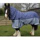 Ruggles Lightweight 50g Combo Turnout Rug for Heavy Horse - Shire Clydesdale Percheron | Waterproof Breathable 1200D Teflon Coated Outer | Perfect for Milder Wet Windy Weather (7', Blue & Grey Check)