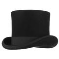 GEMVIE Men's Wool Top Hat Satin Lined Felt Stage Magic Top Hat Party Costume Accessory 60-62CM Black